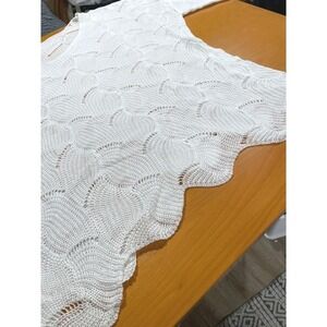 NEW White Crochet Knit‎ Sweater Loose Cupshe Scallop Edge Cover Up XL Beach Pool